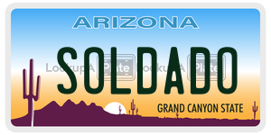 SOLDADO license plate in Arizona