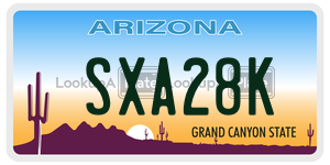 SXA28K license plate in Arizona