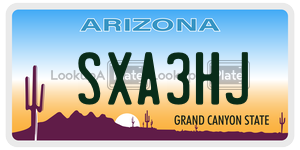 SXA3HJ license plate in Arizona