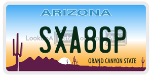 SXA86P license plate in Arizona