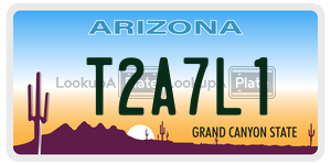 T2A7L1 license plate in Arizona