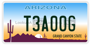 T3A00G license plate in Arizona