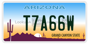 T7A66W license plate in Arizona