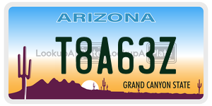 T8A63Z license plate in Arizona