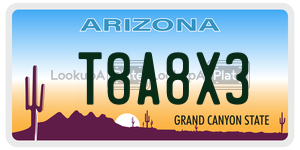 T8A8X3  license plate in AZ