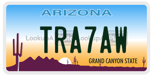TRA7AW license plate in Arizona