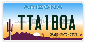 TTA1B0A  license plate in AZ