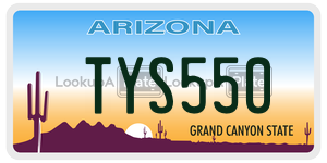 TYS550 license plate in Arizona