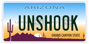 UNSHOOK  license plate in AZ