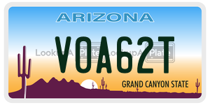 V0A62T license plate in Arizona