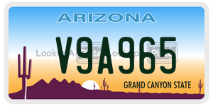 V9A965  license plate in AZ