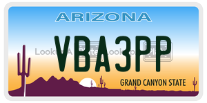 VBA3PP license plate in Arizona