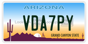 VDA7PY license plate in Arizona