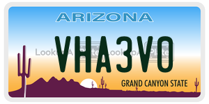 VHA3V0 license plate in Arizona
