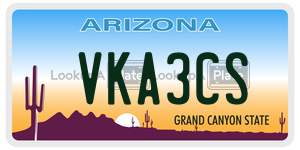 VKA3CS license plate in Arizona