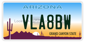VLA8BW  license plate in AZ
