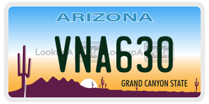 VNA630 license plate in Arizona