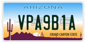 VPA9B1A license plate in Arizona