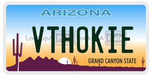 VTHOKIE license plate in Arizona