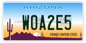 W0A2E5 license plate in Arizona