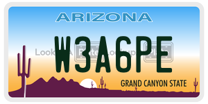 W3A6PE  license plate in AZ