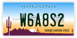 W6A8S2 license plate in Arizona