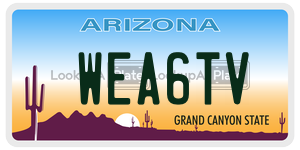 WEA6TV license plate in Arizona