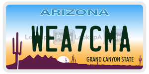 WEA7CMA license plate in Arizona