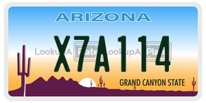 X7A114  license plate in AZ
