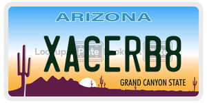 XACERB8 license plate in Arizona