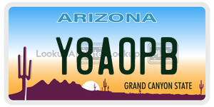 Y8A0PB license plate in Arizona