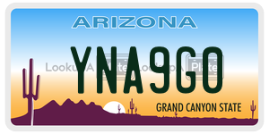 YNA9G0  license plate in AZ