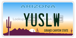YUSLW license plate in Arizona