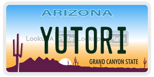 YUTORI license plate in Arizona