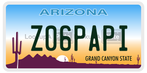 Z06PAPI license plate in Arizona