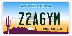 Z2A6YM license plate in Arizona