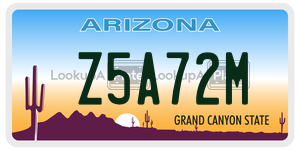 Z5A72M license plate in Arizona