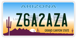 Z6A2AZA license plate in Arizona