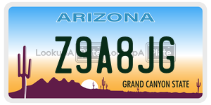 Z9A8JG  license plate in AZ