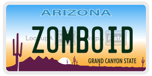 ZOMBOID license plate in Arizona