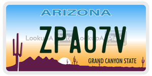 ZPA07V  license plate in AZ