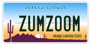 ZUMZOOM license plate in Arizona