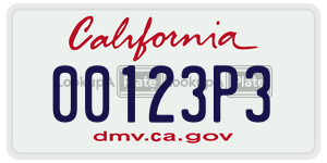 00123P3 license plate in California