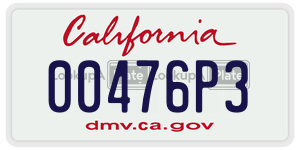 00476P3 license plate in California