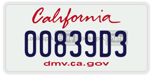00839D3 license plate in California