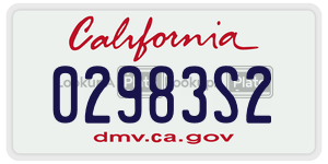 02983S2 license plate in California