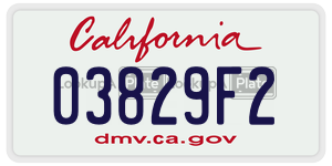 03829F2  license plate in CA