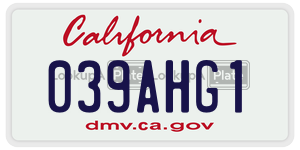 039AHG1  license plate in CA