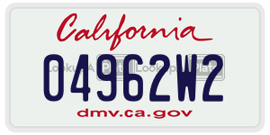 04962W2  license plate in CA