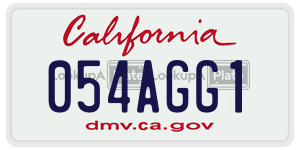 054AGG1 license plate in California